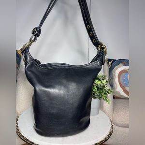 Coach Vintage Bleecker Tattersall Duffle Bucket Shoulder Leather Purse